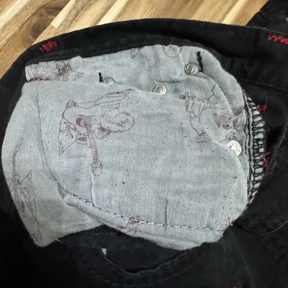 Vintage True Religion Jeans‎ Mens 38x32 Black Red Stitching Billy Super T USA